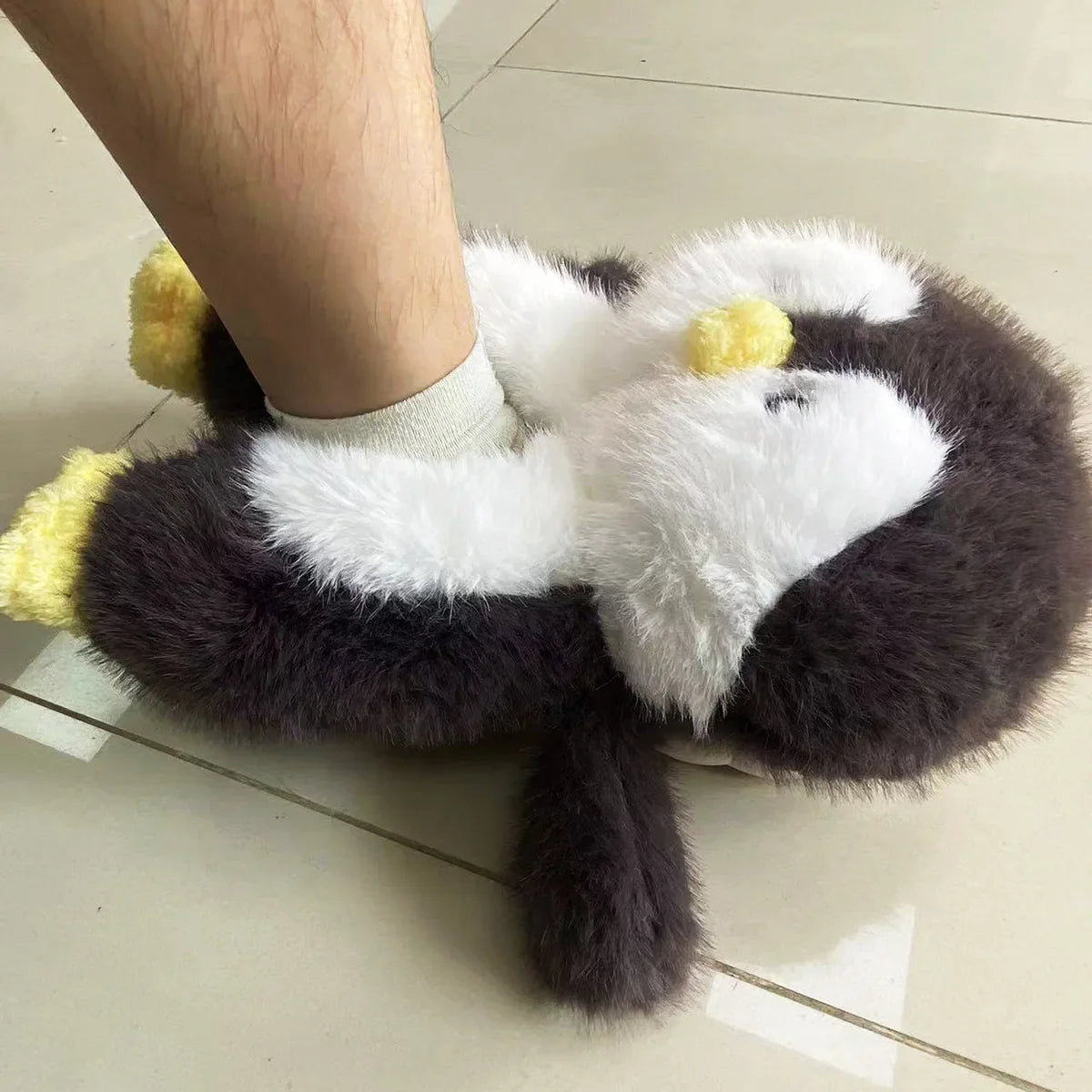 Happy Penguins Plush Comfy Cozy Slippers