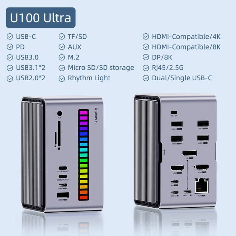 RGB LED Rhythm USB Docking Station