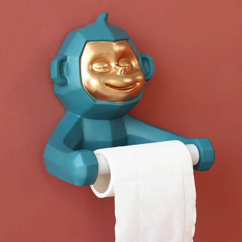 Happy Monkey Resin Toilet Paper Holder