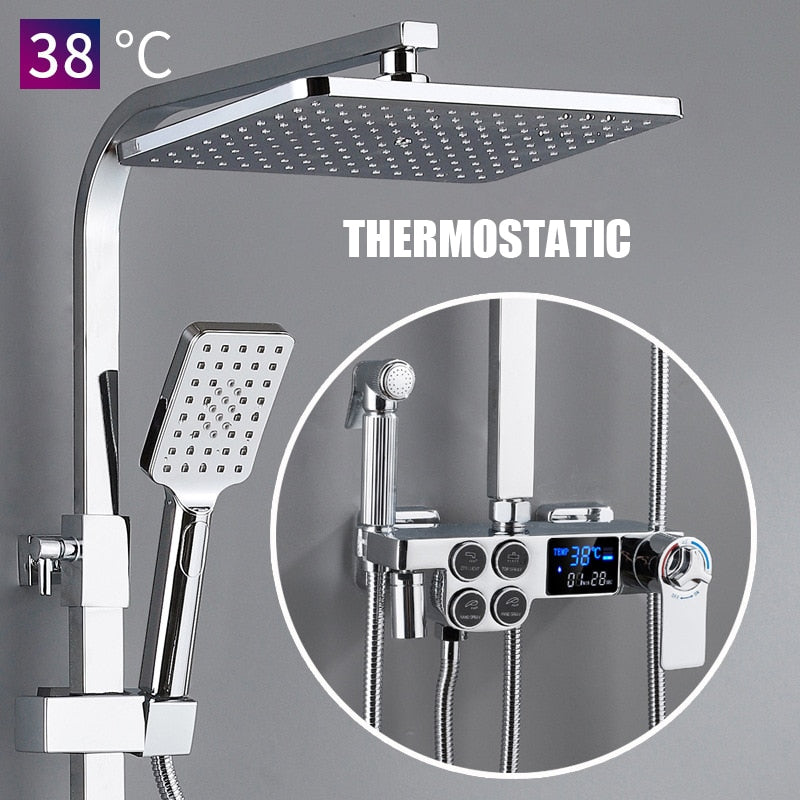 Elegant Digital Wall Mounted Smart Thermostatic Bath Faucet