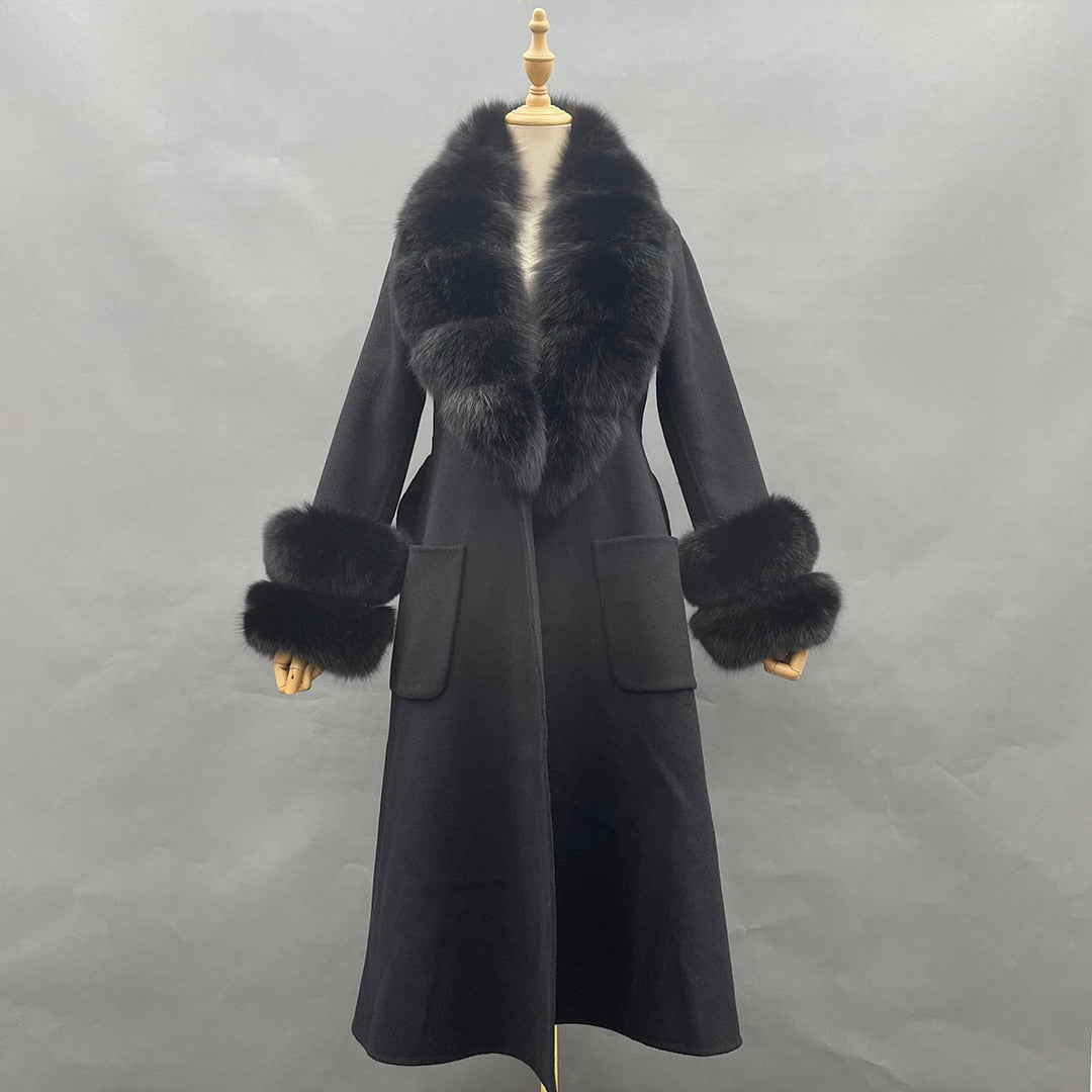 Classy Ladies Collar Cuff Long Coat