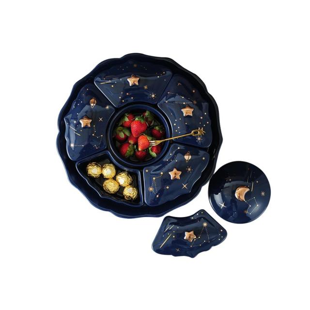 Night Sky Rotatable Ceramic Snack Plate