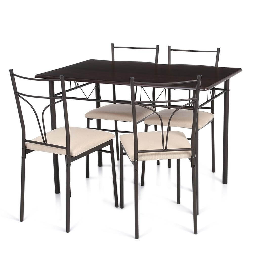 5PCS Modern Metal Frame Kitchen Table with Chairs