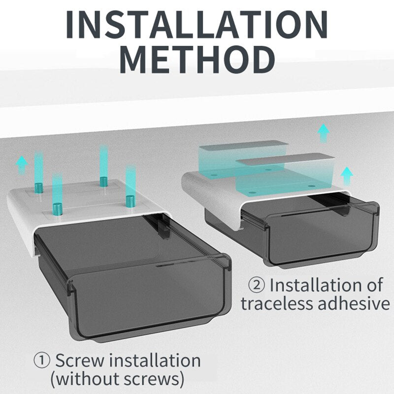 Office Friendly Self-Adhesive Hidden Transparent Drawer