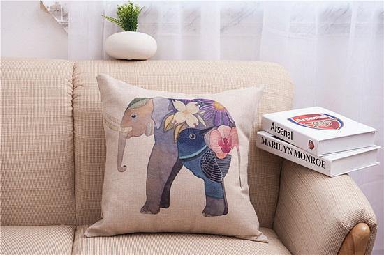 Elegant Elephant Printed Decorative Pillow Cases