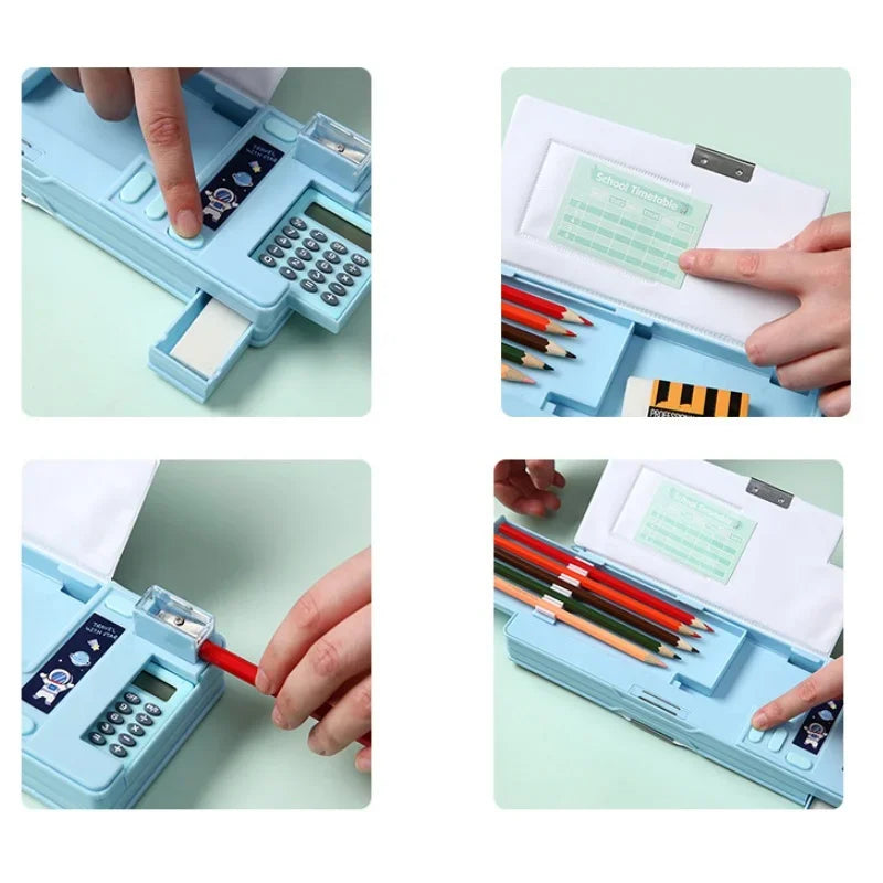 Double-Sided Creative Calculator Cute Kids Pencil Case