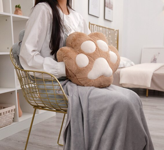 Fluffy Bear Paw Hand Warmer Pillow