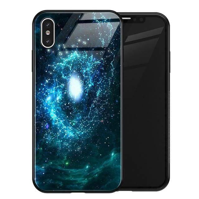 Luxury Space Silicone Glass Anti Slip Iphone Cases