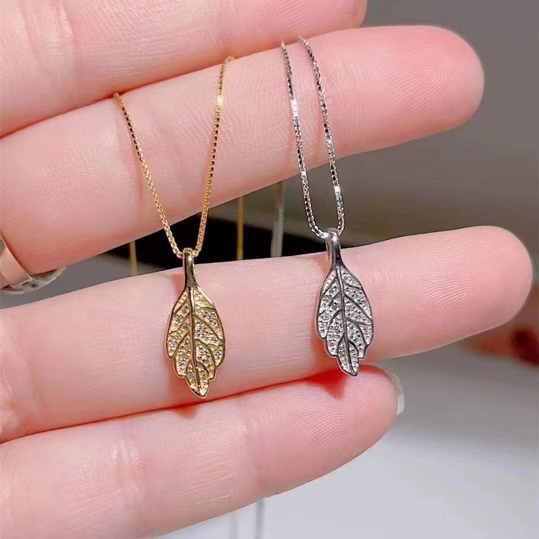 Nature Sparkle Tree Leaf Pendant Necklace