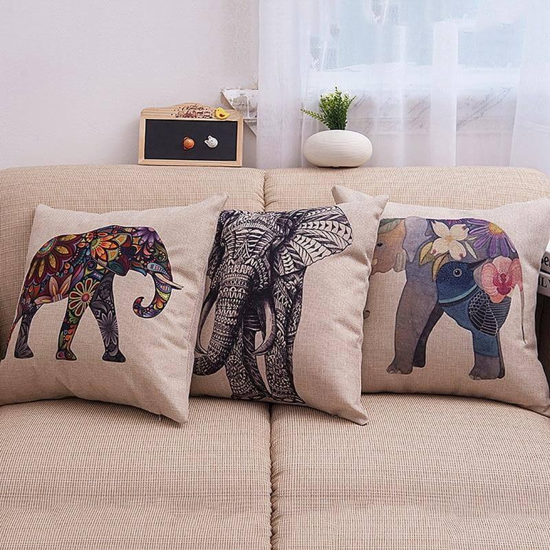 Elegant Elephant Printed Decorative Pillow Cases