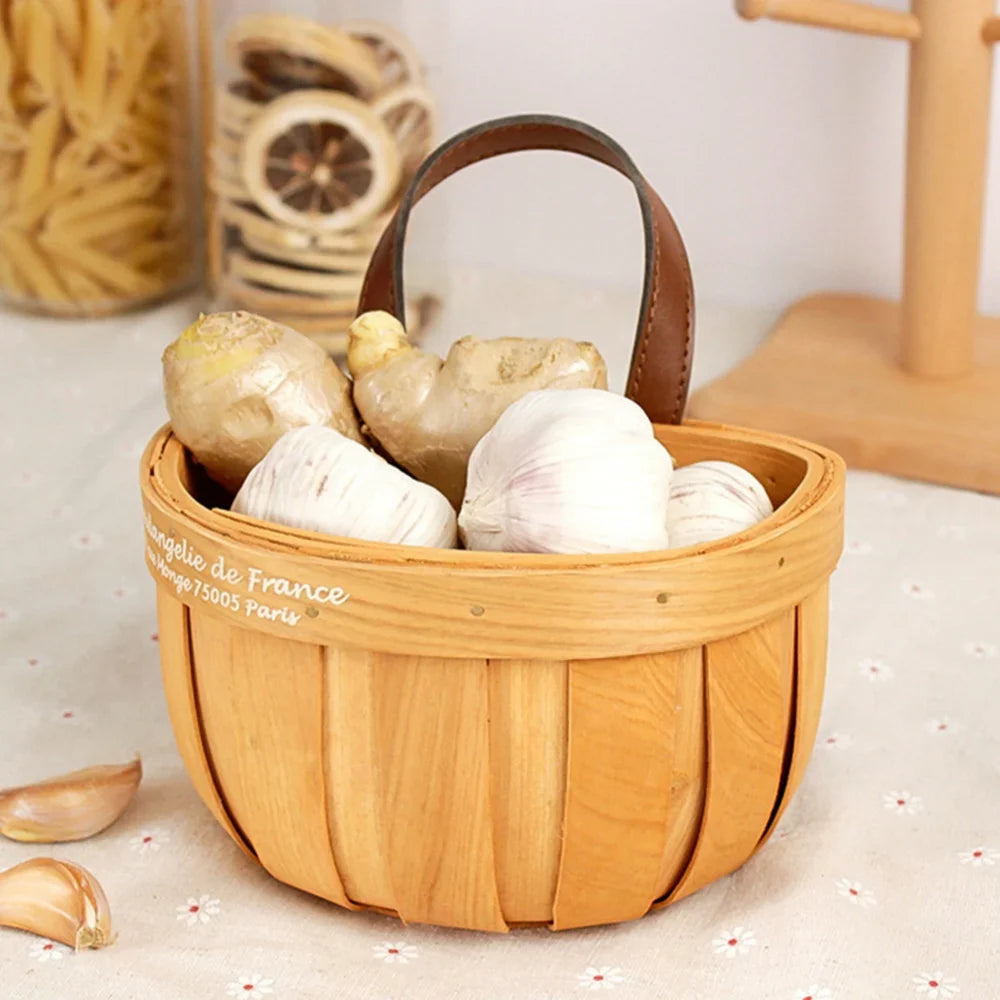 French Market Handcrafted Wooden Basket