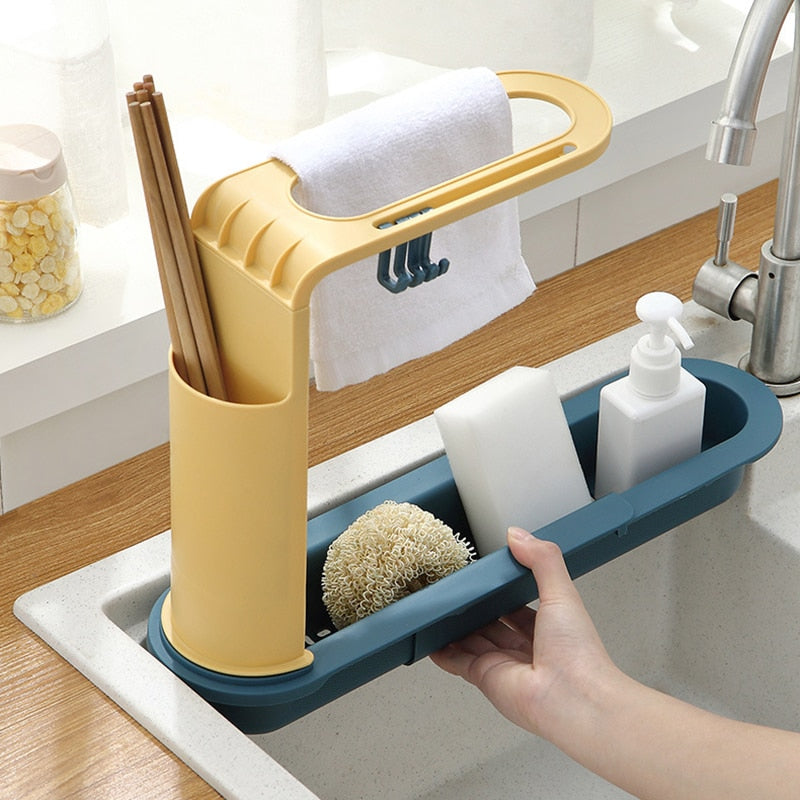 Adjustable Shelf Drain Rack Kitchen Organizer