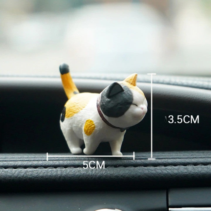 9Pcs Cute Kitty Rotating Head Car Decor