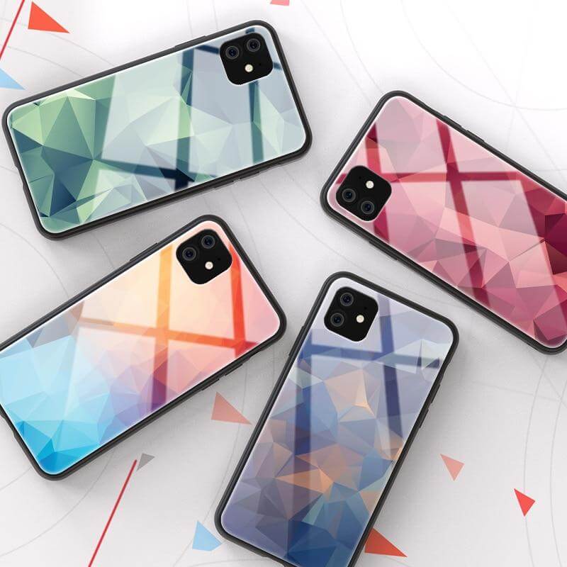 Tempered Glass Colorful Geometric iPhone Cases