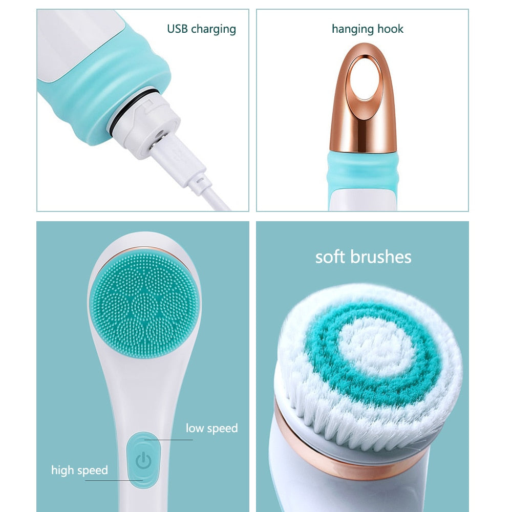 Rotating Electric Silicone Massager Bath Brush