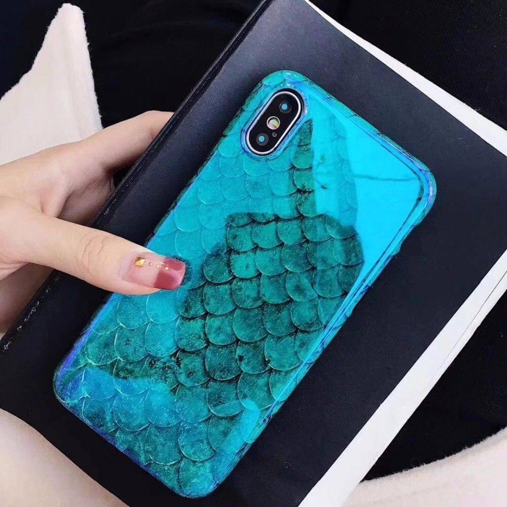 Blu-Ray Laser Fish Scale Soft Iphone Cases