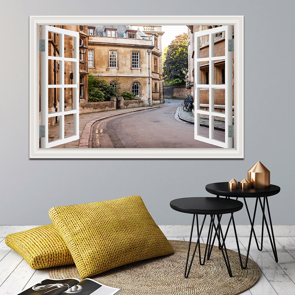 3D Street Scene Self-Adhesive European Wallpaper