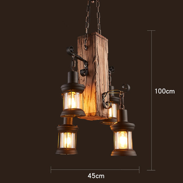 Retro Creative Wood Metal Vintage Pendant Lights