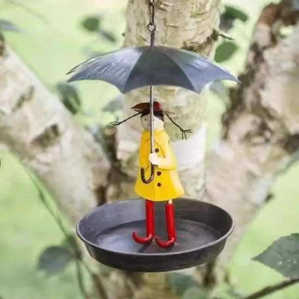 Artistic Raincoat Girl Bird Feeder