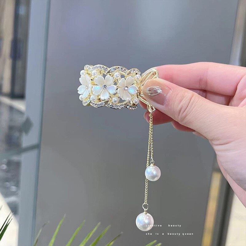 Royal Rhinestone Pearl Ponytail Clip