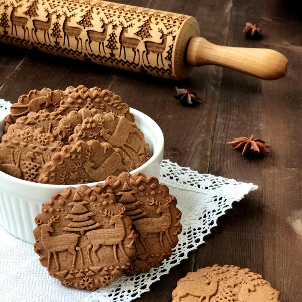 3D Wooden Christmas Rolling Pin