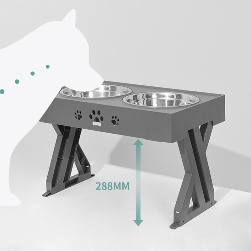 Adjustable Pet Double Food Bowl