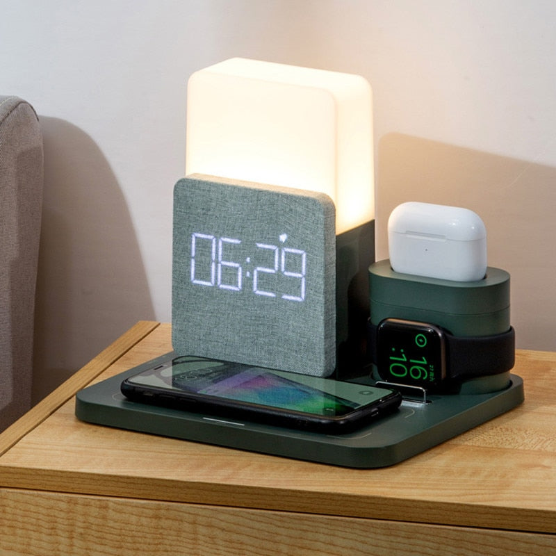 Modern Alarm Clock Wireless Charger Desk Lamp