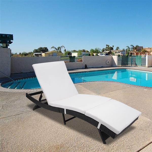 Outdoor Portable Adjustable Patio Sun Bed Pool Wicker Lounge Chair