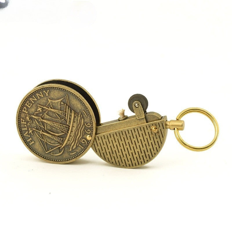 Coin Keychain Flame Kerosene Lighter