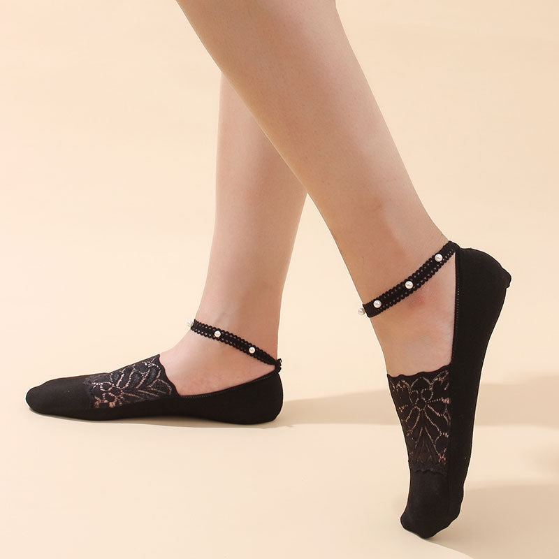 Pearl Lace Anti-slip Comfy Invisible Socks