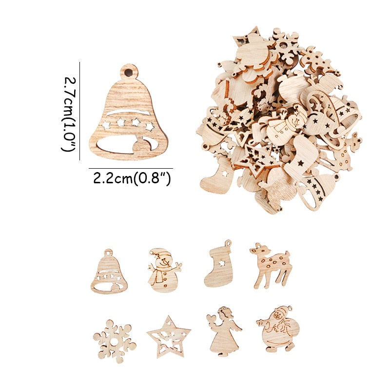 Wooden Winter Happy Christmas Ornaments