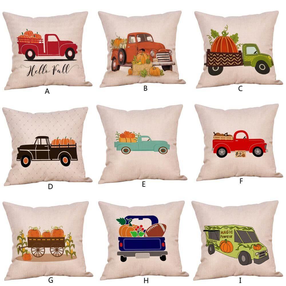 Pumpkin Truck Halloween Fall Pillow Cases