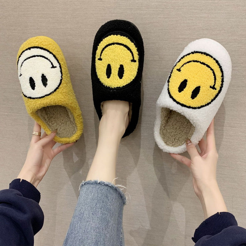 Smiley Face Warm Fluffy Slippers