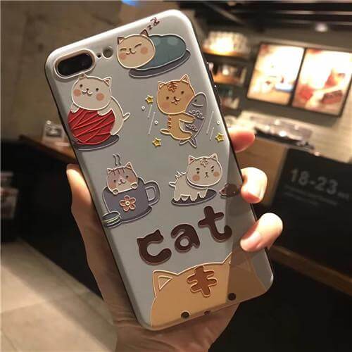 Frosted Embossment Lovely Cute Lazy Sleeping Cat Iphone Cases