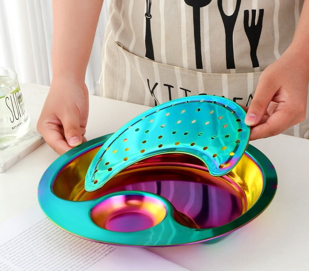 Creative Stainless Steel Double Breakfast Tray