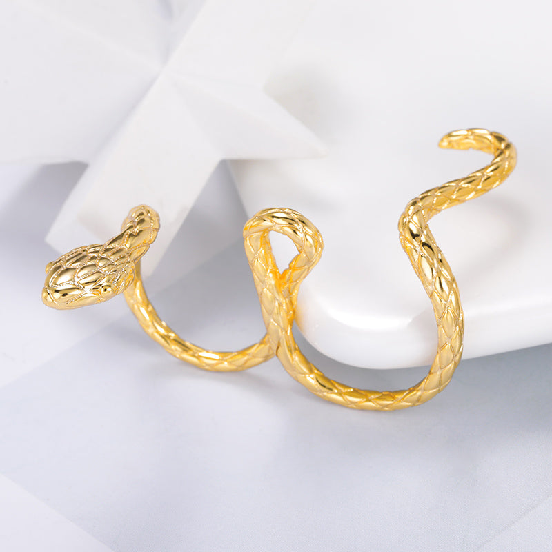 Snake Shape Resizable Two Finger Ring