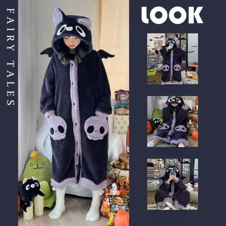 Dreamy Fox Thick Animal-Theme Hooded Blanket Pajamas