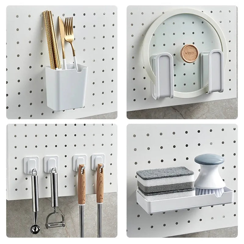 Kitchen Organizer Wall-Mounted Hole Board Storage Rack