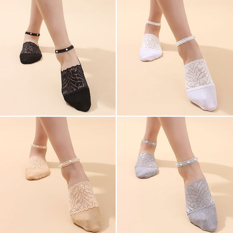 Pearl Lace Anti-slip Comfy Invisible Socks