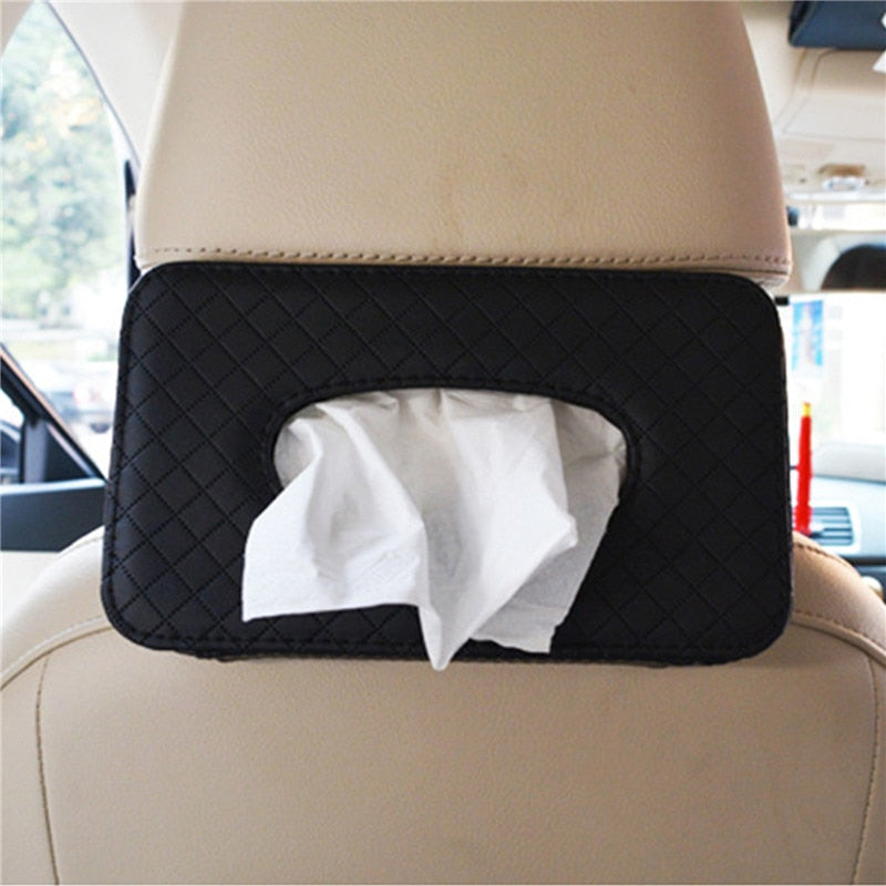 Luxury Leather Hanging Car Tissue Box