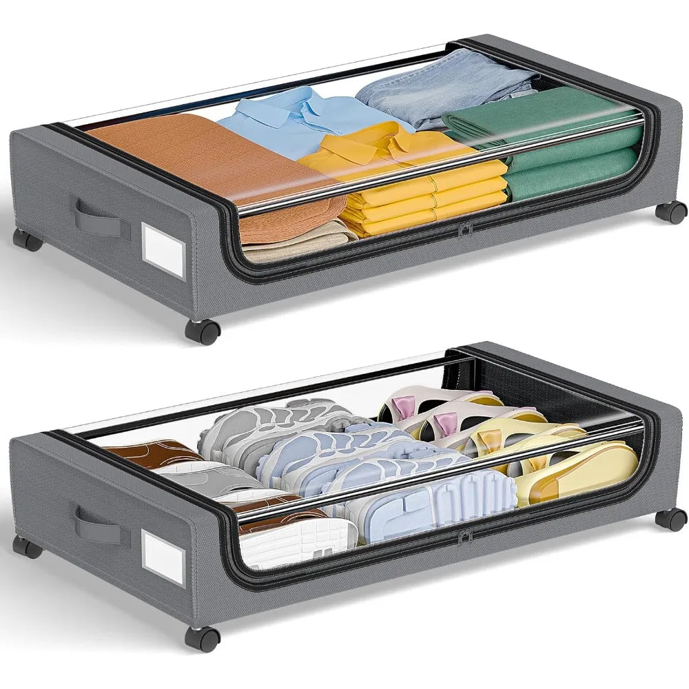 Underbed Storage Stackable Wheeled Box Organizer