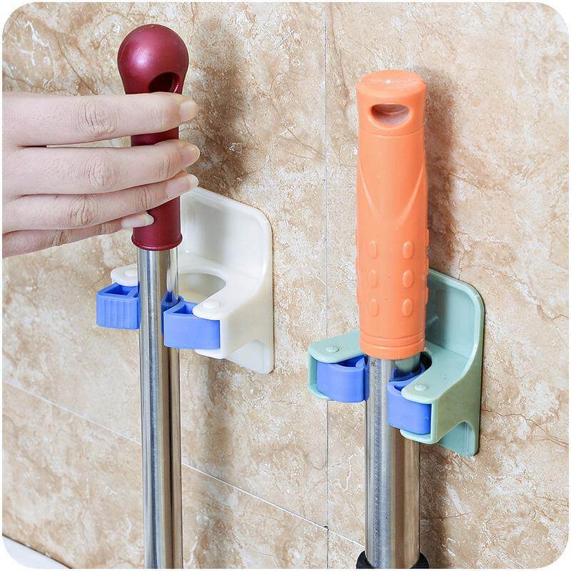 2pcs/lot Home Clip Mop Hooks No Trace Mop Holder