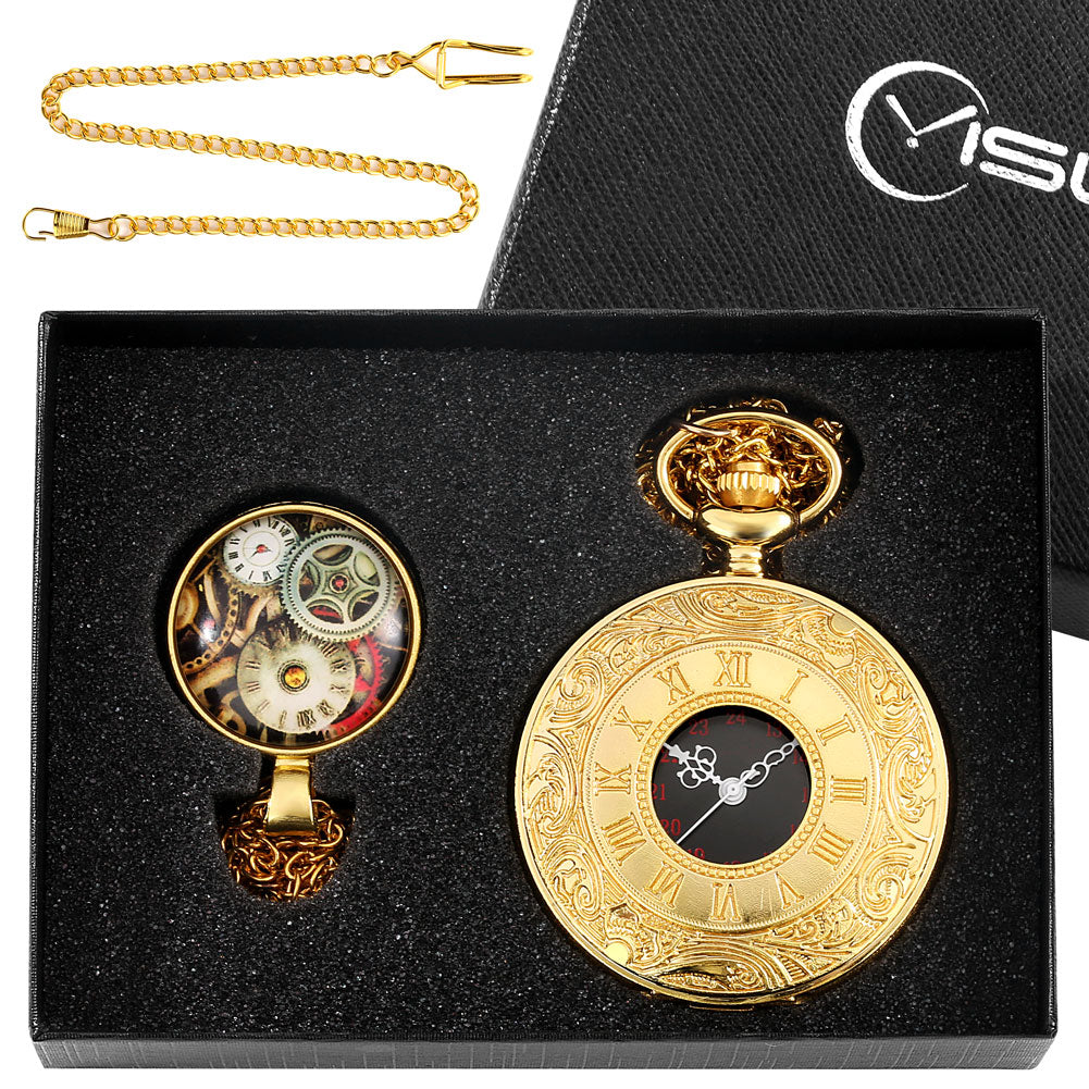 Digital Stainless Steel Pocket Watch Gift Set