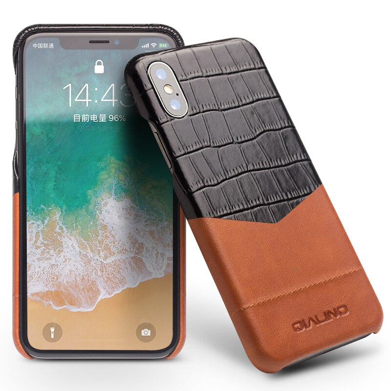 Luxury Full Grain Leather Crocodile design iPhone X Case