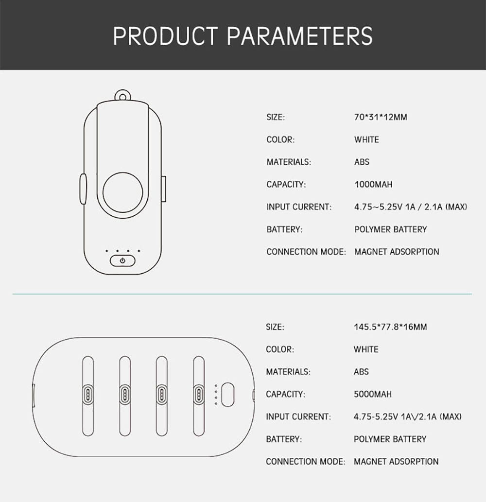 Replaceable Portable Magnetic Mini Power Bank