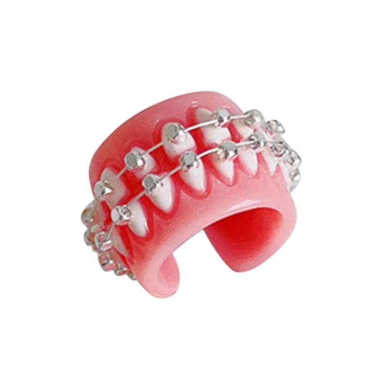 Resin Creative Love Bite Teeth-Shaped Rings