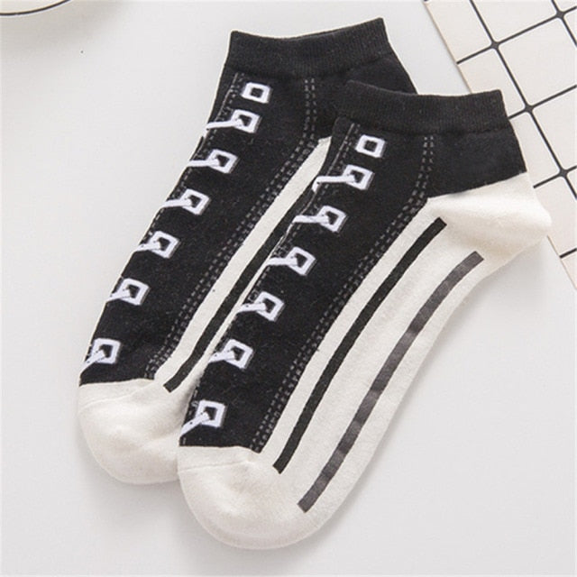 Hipster 3D Canvas Shoes Printed Ankle Socks