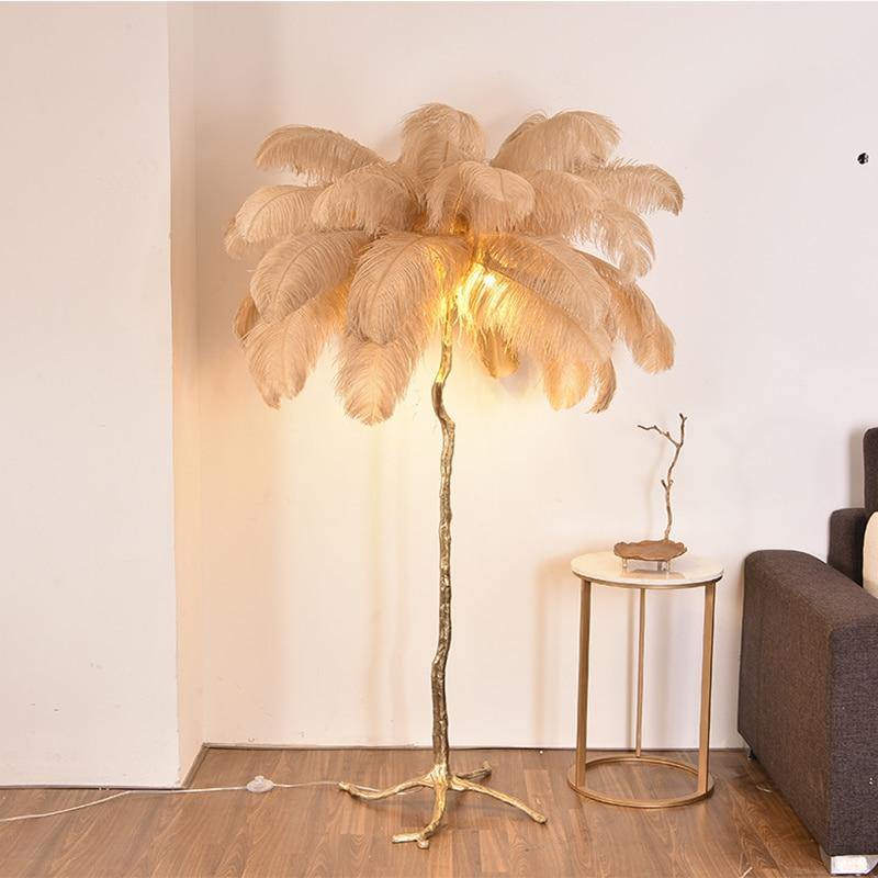 Icelandic Ostrich Feather Tree Lamp