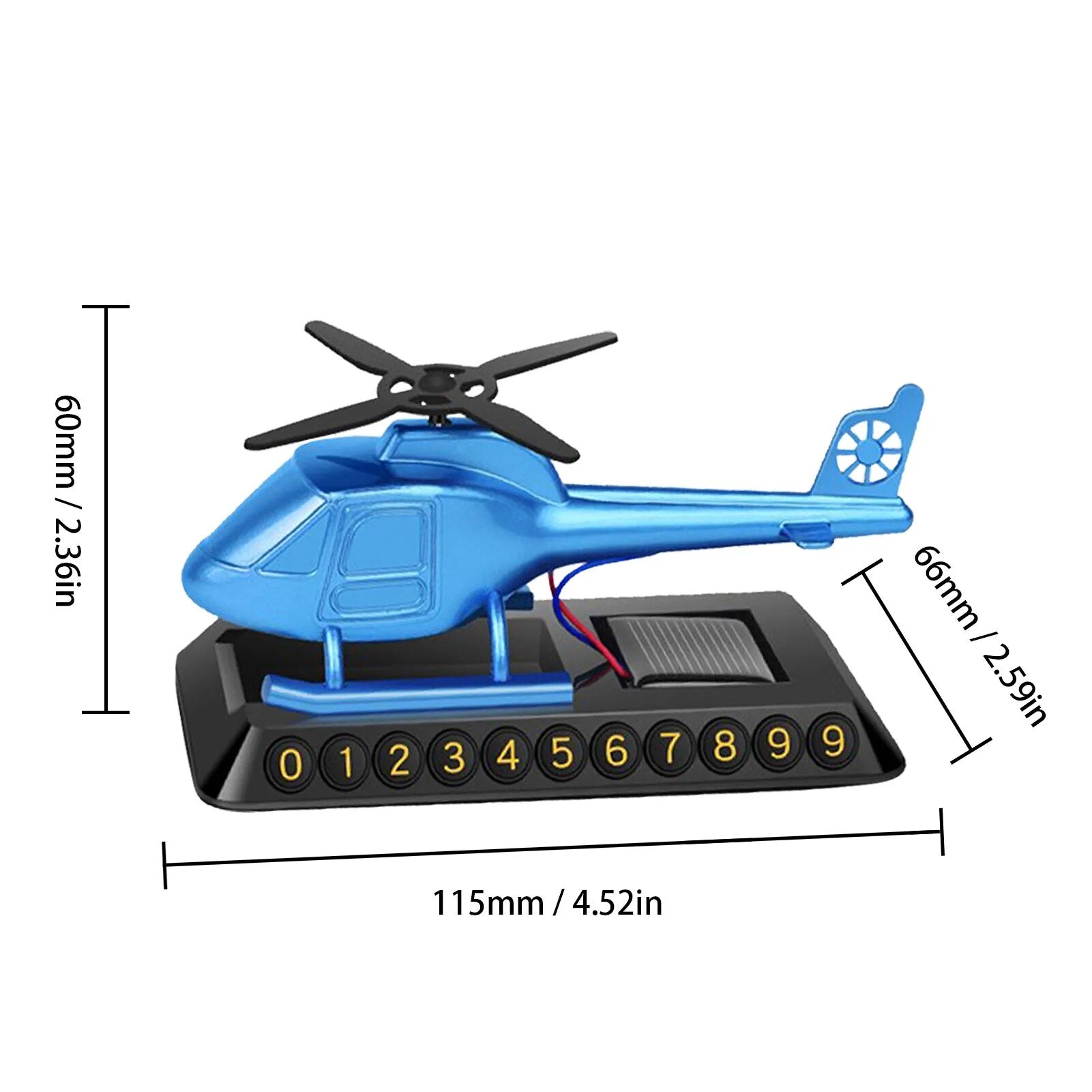 Helicopter Solar-Powered Car Air Freshener Parking Number Plate