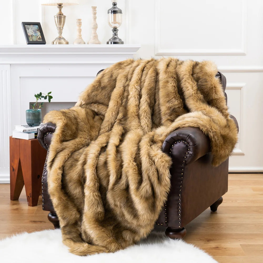 Cozy Couture Deluxe Faux Fur Sofa Blanket